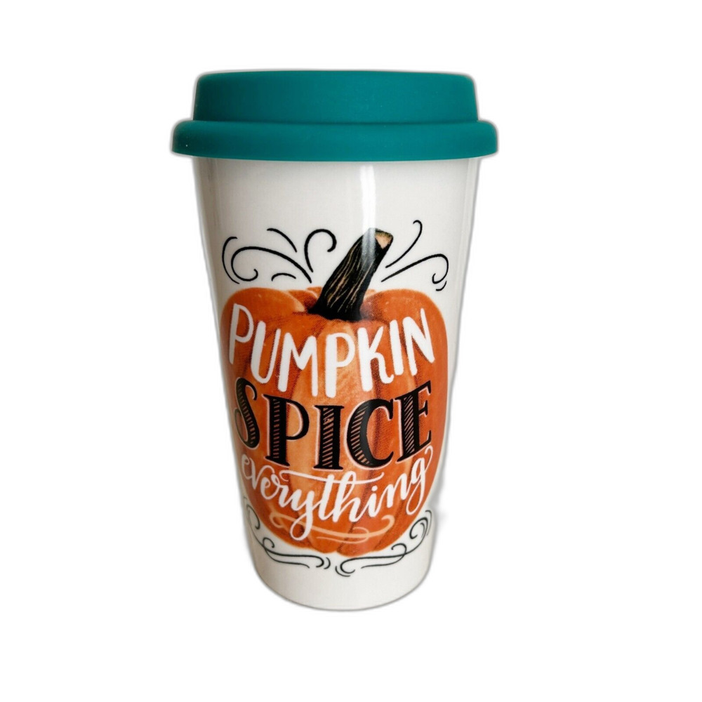 Anthropologie NEW Coffee Mug Pumpkin Spice Everything Lily & Val Ceramic